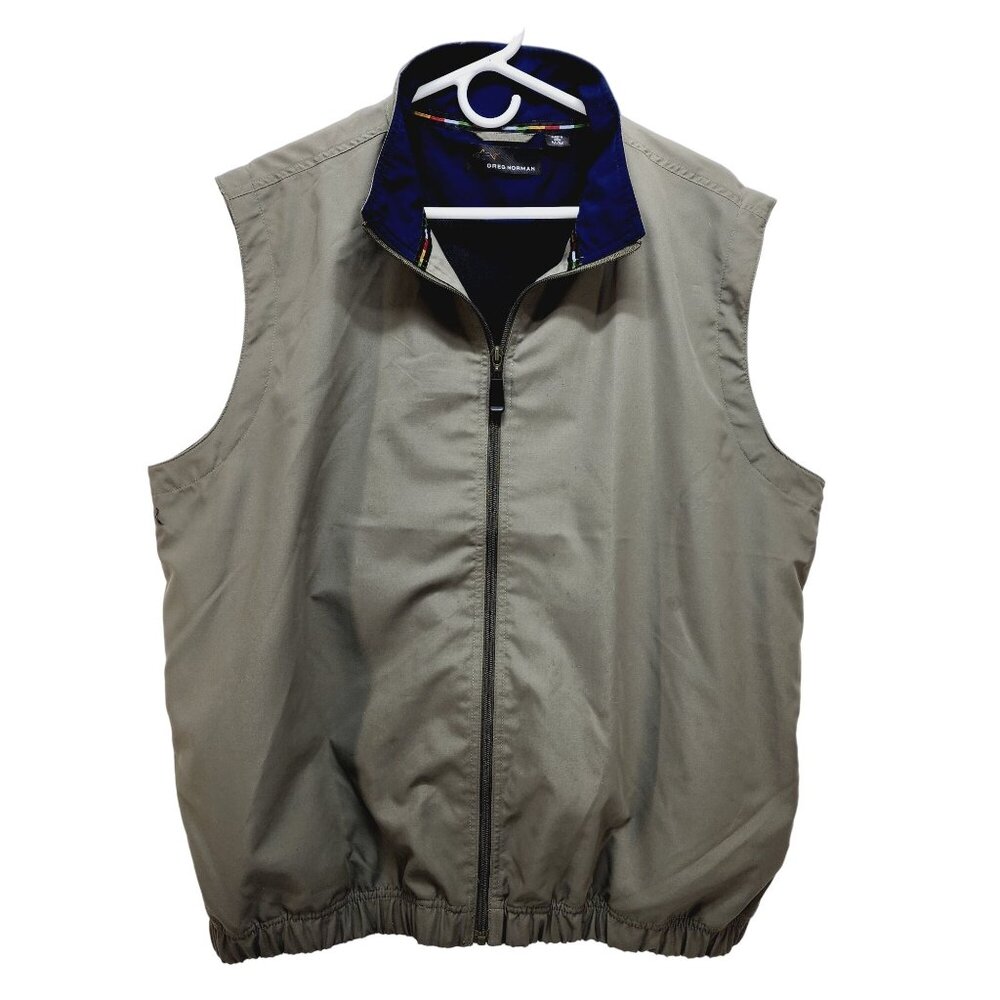Greg Norman Windbreaker Vest Mens Sleeveless Full-Zip Size M Polyester Gray